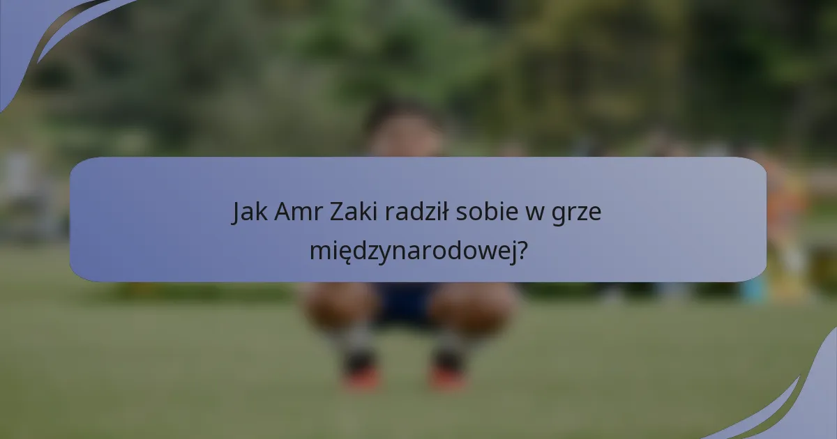 Jak Amr Zaki radził sobie w grze międzynarodowej?